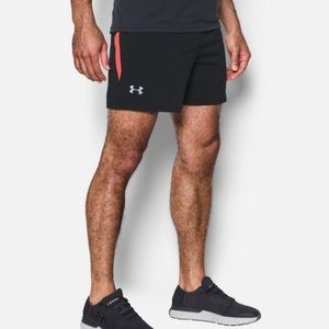 Under Armour Mens Shorty Shorts Speed Pockets Black Red Athletic Shorts